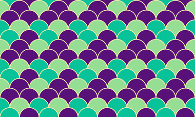 Vibrant teal and purple fish scale pattern.  Seamless design ideal for textile prints, website backgrounds, or decorative projects.  Geometric, repeating motif evokes elegance and nature. © Olena