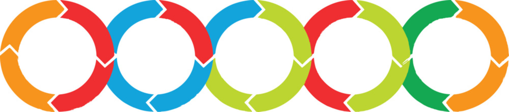 Colorful circular arrow diagrams illustrating continuous workflow cycle stages with interconnected process design for business presentation concepts