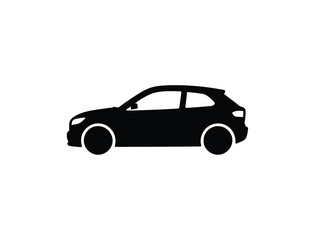 Obraz premium Black silhouette profile of a compact hatchback car side view icon