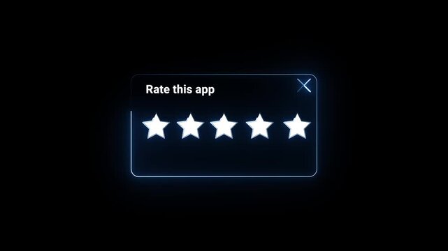 glowing rate this app ui feedback popup animation.