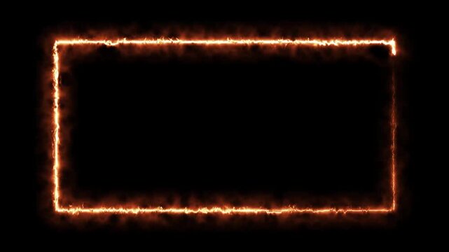 Futuristic neon rectangle picture frame animation featuring glowing  rounded border lines, rotating seamless screen effect wallpaper loop on black background in smooth 4K motion design