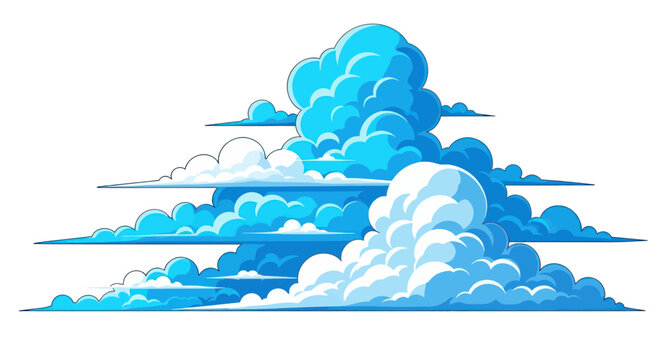 Vibrant Blue Sky Clouds Illustration