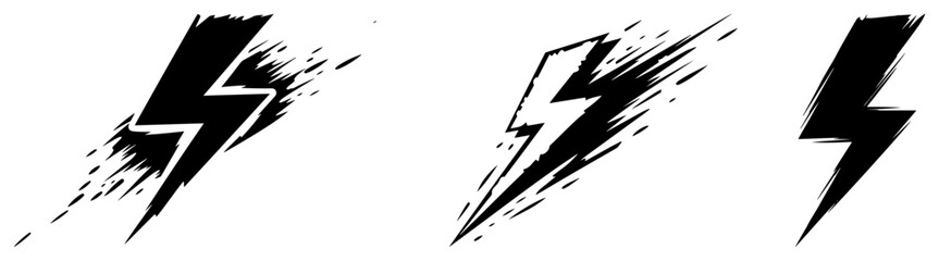 Lightning bolt symbols with dynamic splatter effects in distressed street art style © OnlyVector