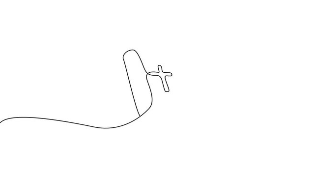 Continuous One Line Holy Bible Book with Cross Minimal Christian Faith Animation