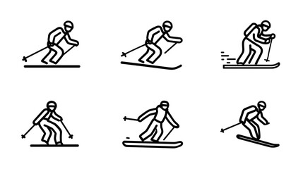 Dynamic Sequence of Skiers Performing Various Actions on Snowy Slopes in Winter Sports Environment © AI PIC