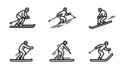 Dynamic Skiing Motions Captured in Various Positions for Winter Sports Enthusiasts © AI PIC