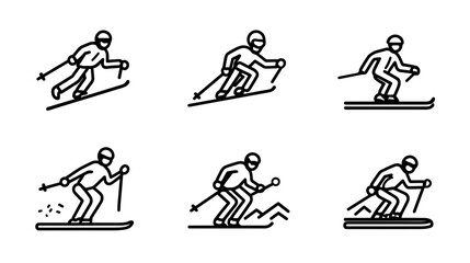 Dynamic Skiing Motion Sequence Illustrating Various Skiing Techniques and Actions in Winter Sports © AI PIC