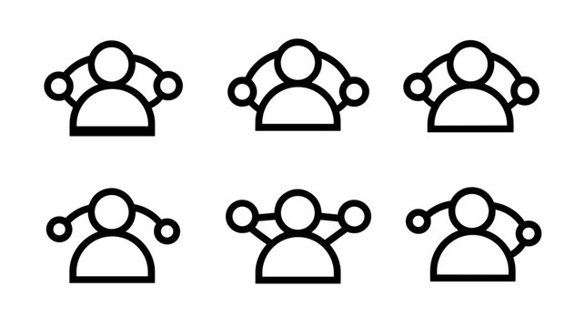 Graphic Outline Icons Representing Teamwork and Community in Abstract Style