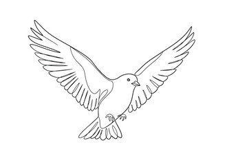 Fototapeta premium Minimalist continuous line art drawing of a flying dove