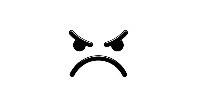 Angry face emoticon frowning expression.
