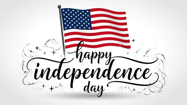 Celebration of American Independence with American Flags and Festive Graphics