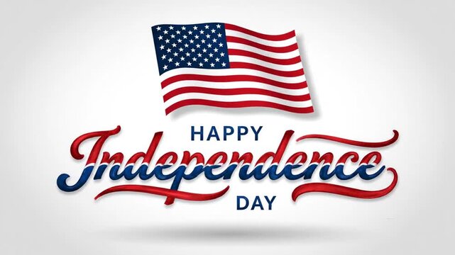 Celebrating American Independence Day with patriotic flags and festive design elements