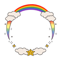 Obraz premium frame with rainbow and clouds