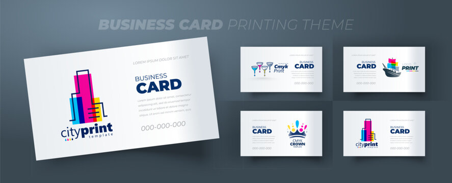 Set Business card Printing theme. Template design vector.