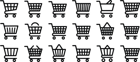 Set of various shopping cart icons isolated on transparent background for web design © md