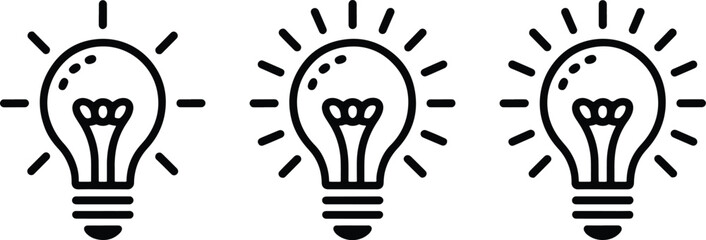 Three stages of light bulb idea generation with monkey head silhouette inside © md
