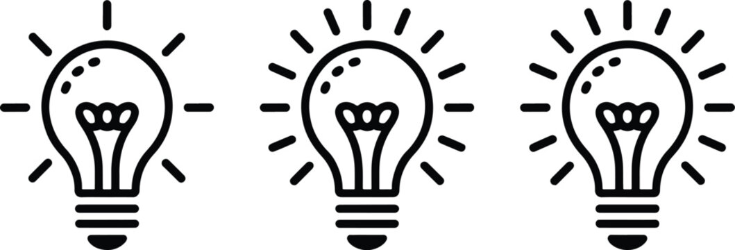 Three stages of light bulb idea generation with monkey head silhouette inside