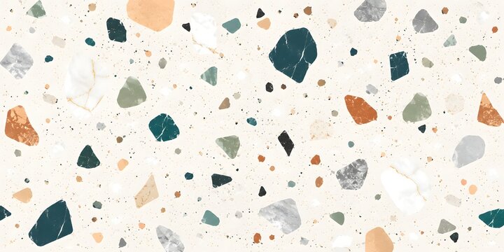 Seamless terrazzo marble texture background with colorful stone chips