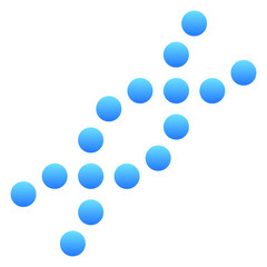 Fototapeta premium Abstract DNA helix icon composed of gradient spheres forming a genetic chain. Modern science symbol representing biotechnology, molecular structure, laboratory research and genetics study
