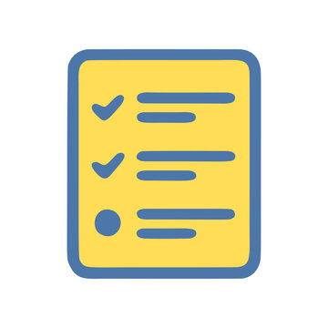 Illustrated checklist icon on yellow background for task management concept