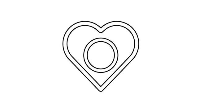 Minimalist Heart Icon with Inner Circle Outline, Simple Love Symbol, Romantic Graphic Element