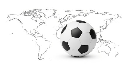 Fototapeta premium Soccer ball on world map background.