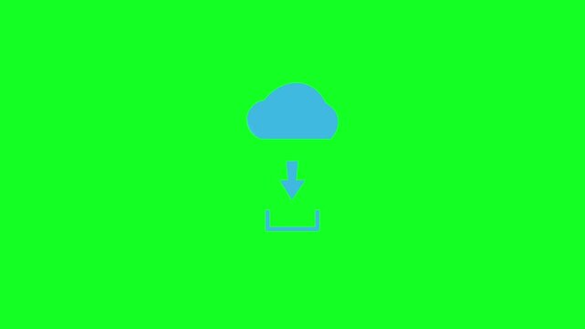 Blue arrow cloud logo to download files from websites, internet or mobile.