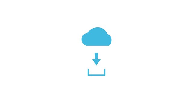 Blue arrow cloud logo to download files from websites, internet or mobile.