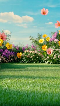 Vibrant Spring Blossoms in a Colorful Flower Garden with Gentle Breeze Carrying Floral Fragrances