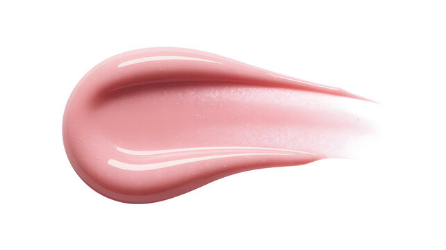 Smooth pink cosmetic cream smear on white background close up macro photography