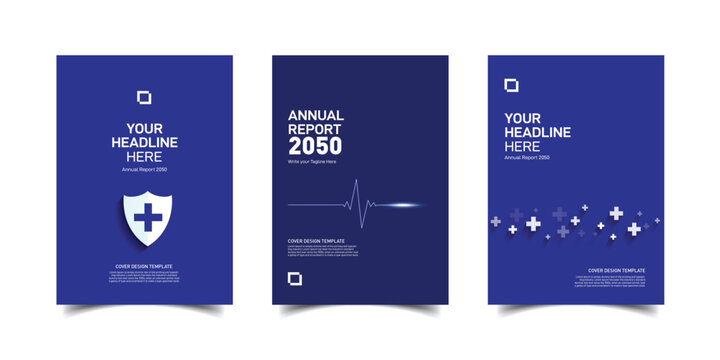 Medical and Healthcare Annual Report Cover Template with Heartbeat Line