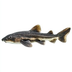 Naklejka premium Velvet Belly Lanternshark Isolated on White Background