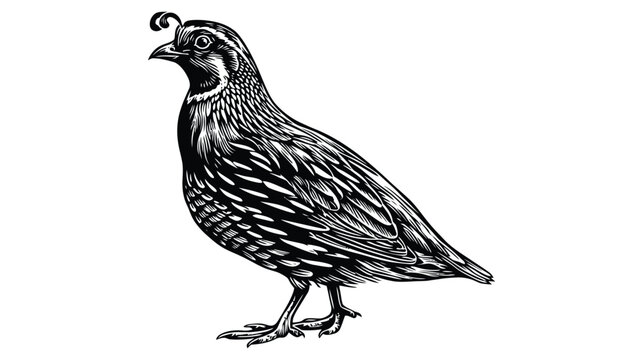 Californische wachtel grafik illustration schwarz weiss vogel