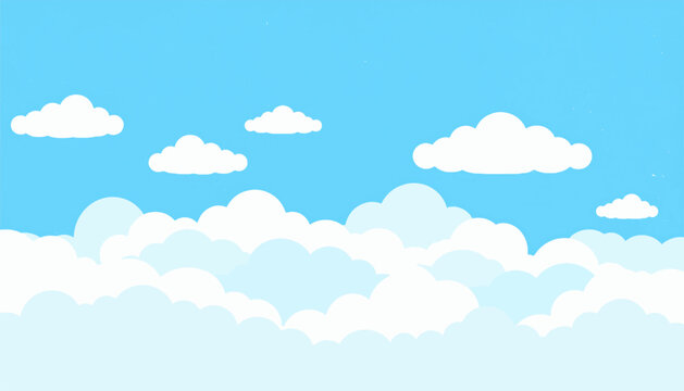 A bright blue sky filled with fluffy white clouds at different levels