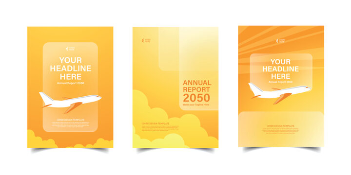 Sunset Travel and Aviation Annual Report Cover Template with Frosted Glass