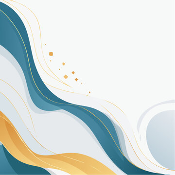Abstract flowing waves with gold accents on white background