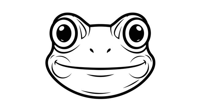 Smiling Frog Face Illustration - Cute Amphibian Character