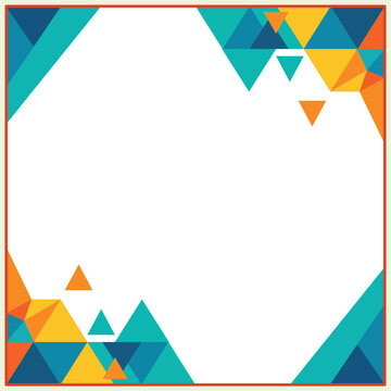 Modern abstract background template featuring vibrant colorful geometric triangle mosaic patterns on opposite corners. Perfect for creative business presentations, certificates, and flyer layouts.