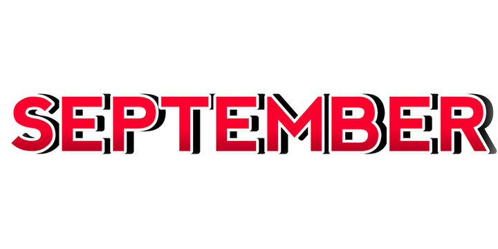 September month text illustrations on transparent background