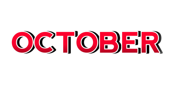 October month text illustrations on transparent background