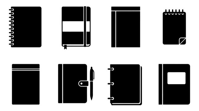 Collection of various notebook and journal designs.