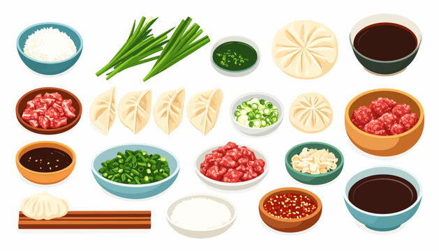 Delicious Asian Dumpling Ingredients and Cooking Essentials