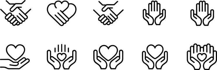 Obraz premium Set of diverse hand gesture icons illustrating various communication and emotional expressions
