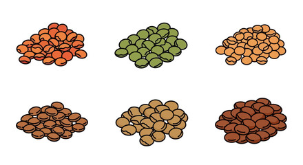 Variety of colorful bean piles. © nurfa