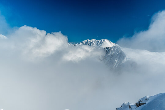 Koncista, Gerlachovsky stit and Zadny Gerlach from Patria mountain peak in winter High Tatras mountains in Slovakia