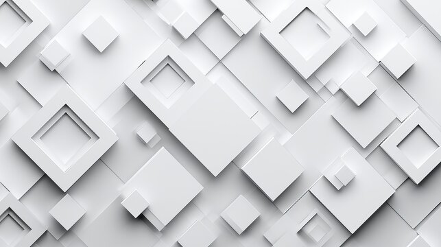 A modern white abstract background with various sized squares and rectangles