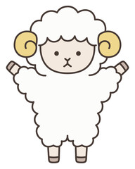Fototapeta premium かわいい羊のベクターイラスト。干支、十二支、未、ゆるい、アイコン、ひつじ、未年、年賀状
