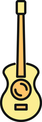 Naklejka premium Outline colored acoustic guitar flat vector icon for music and sound