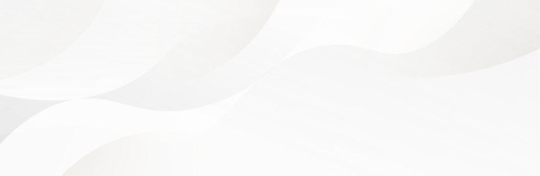 Minimal white background with smooth curve wave flowing across full width and soft layered organic shadow for elegant modern design