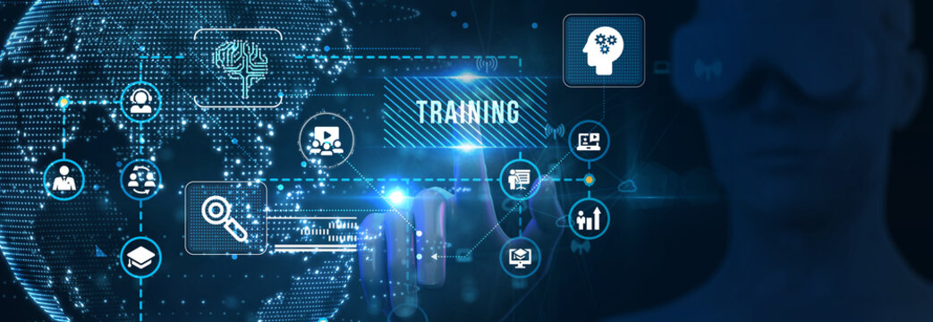 Business, Technology, Internet and network concept. Coaching mentoring education business training development E-learning concept. 3d illustration